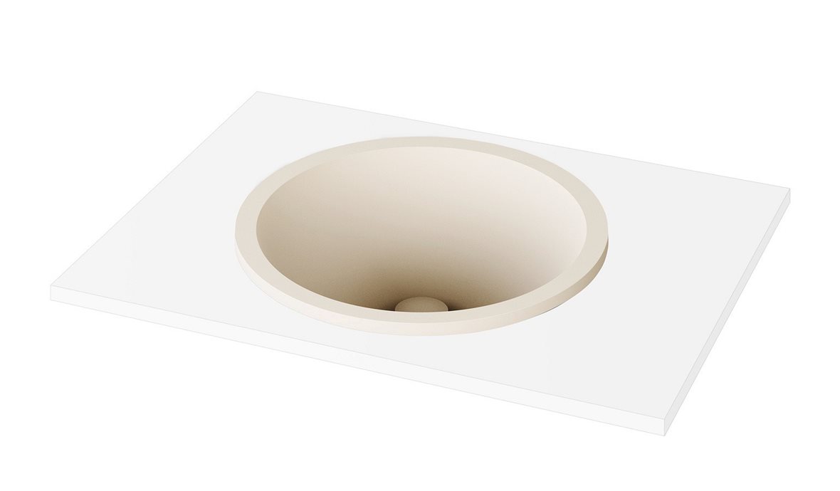 PAA Round tasoon upotettava pesuallas 44X44X14 cm oyster kivikomposiitti matta beige