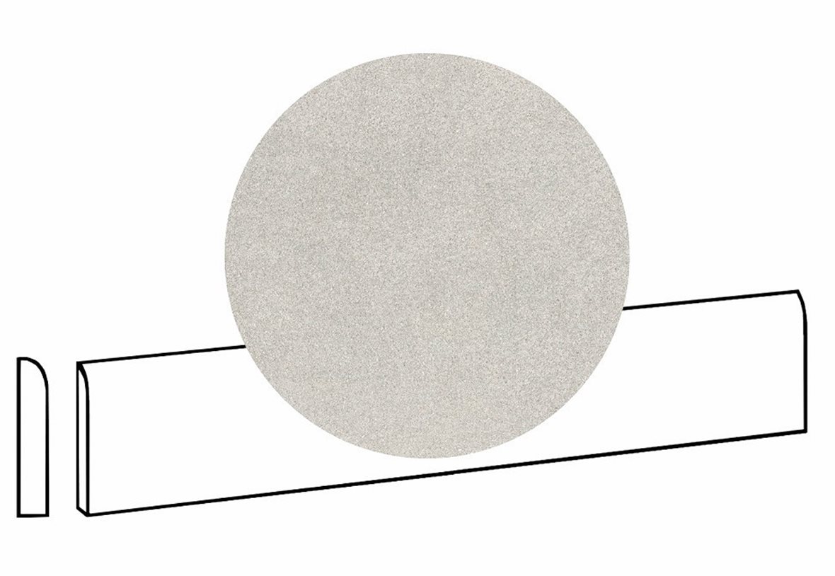 LPC Volcano Re60 lasittamaton jalkalista pyöristetty pitkä sivu 7,2X60 01 White tasapintainen silotettu matta vaalea valkoinen kivi