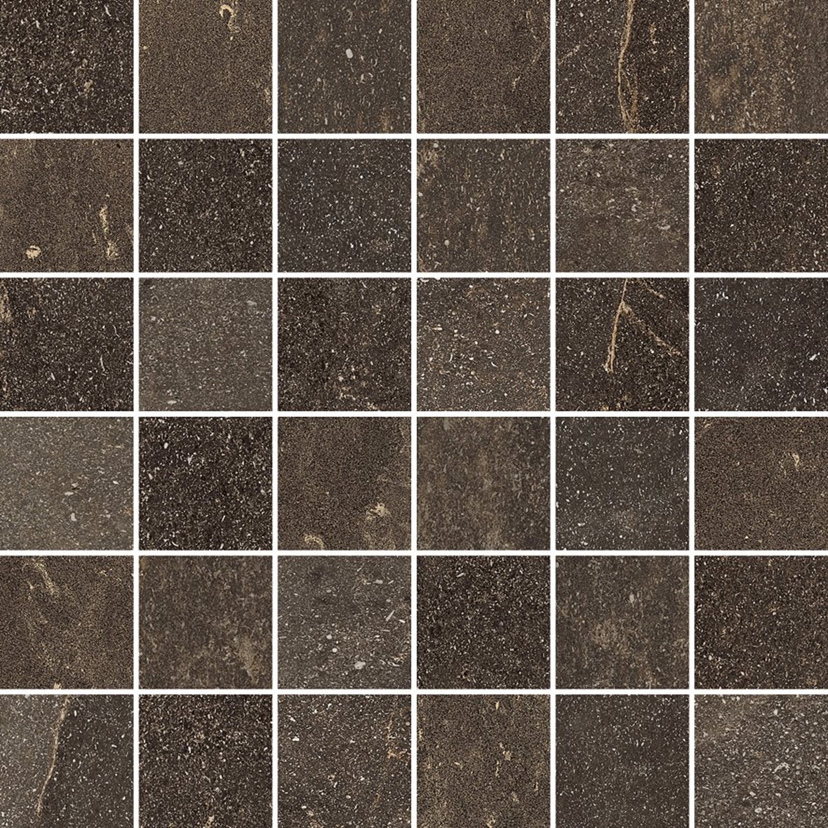LPC Sicily Re60 lasittamaton porcelanato mosaiikki seinälaatta lattialaatta 5X5 05 lava tasapintainen silotettu matta tumma ruskea kivi
