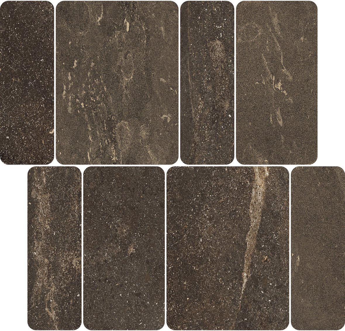 LPC Sicily Re60 Pave lasittamaton porcelanato mosaiikki seinälaatta lattialaatta 05 lava tasapintainen silotettu matta tumma ruskea kivi
