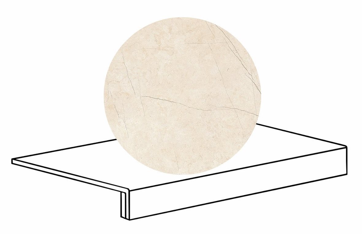 LPC Sicily Re60 lasittamaton porraslaatta reunalla B 33X60 01 Beige tasapintainen silotettu matta vaalea beige kivi