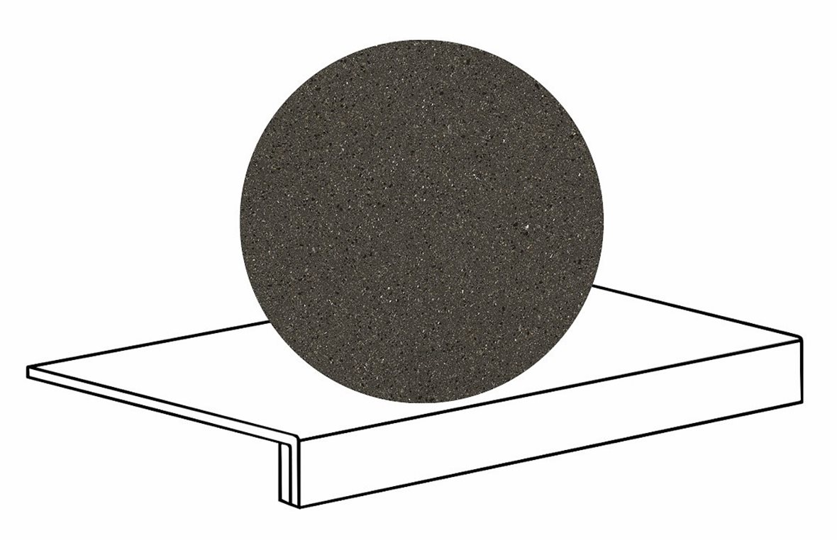 LPC Volcano Re60 lasittamaton porraslaatta reunalla B 33X60 03 Black tasapintainen silotettu matta tumma musta kivi