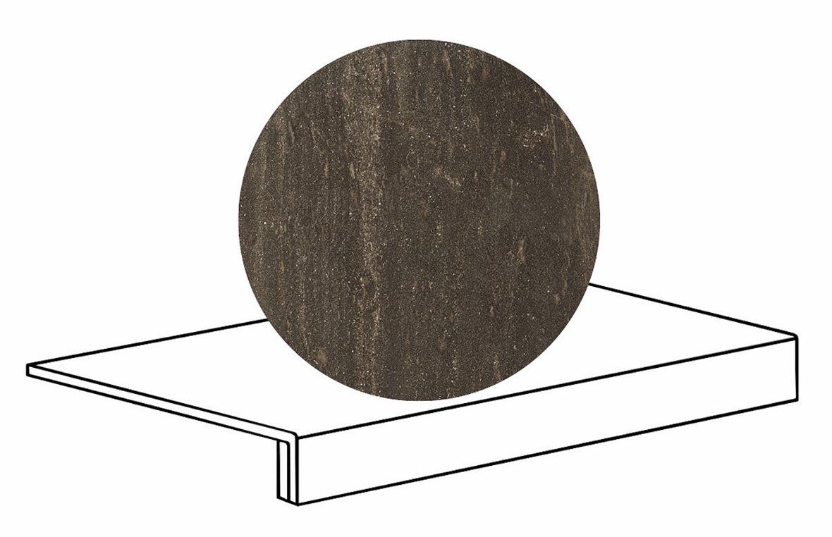 LPC Sicily Re60 lasittamaton porraslaatta reunalla B 33X60 05 Lava tasapintainen silotettu matta tumma ruskea kivi