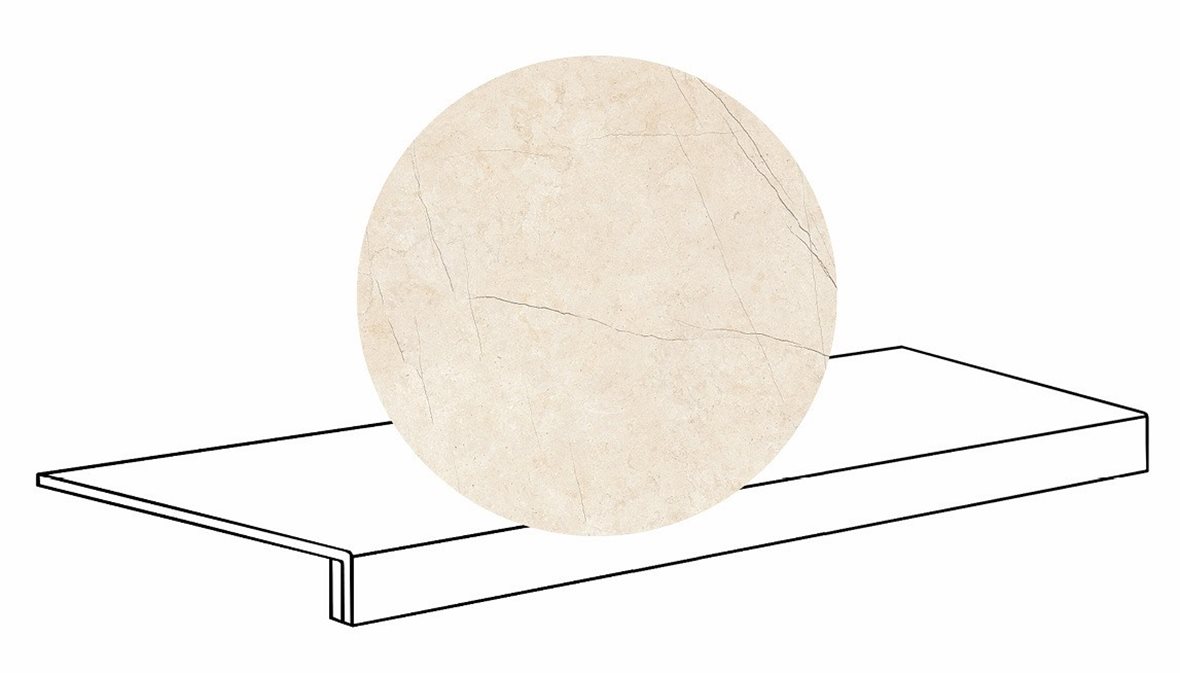 LPC Sicily Re60 lasittamaton porraslaatta reunalla B 33X119,7 01 Beige tasapintainen silotettu matta vaalea beige kivi