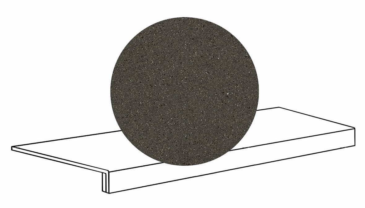 LPC Volcano Re60 lasittamaton porraslaatta reunalla B 33X119,7 03 Black tasapintainen silotettu matta tumma musta kivi