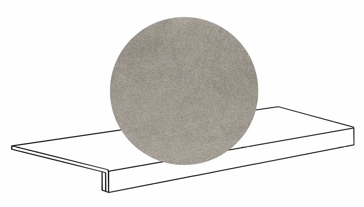 LPC Volcano Re60 lasittamaton porraslaatta reunalla B 33X119,7 02 Grey tasapintainen silotettu matta keskitumma harmaa kivi