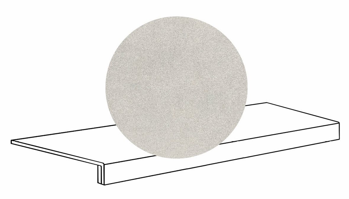 LPC Volcano Re60 lasittamaton porraslaatta reunalla B 33X119,7 01 White tasapintainen silotettu matta vaalea valkoinen kivi