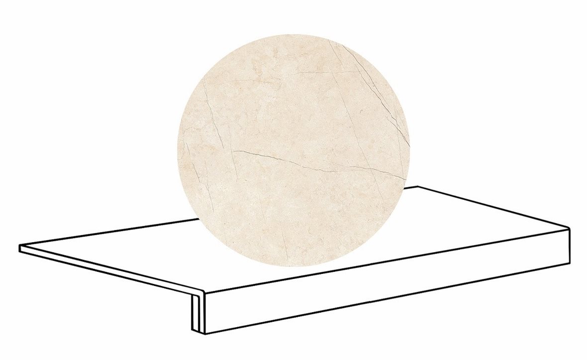 LPC Sicily Re60 lasittamaton porraslaatta reunalla B 33X80 01 Beige tasapintainen silotettu matta vaalea beige kivi