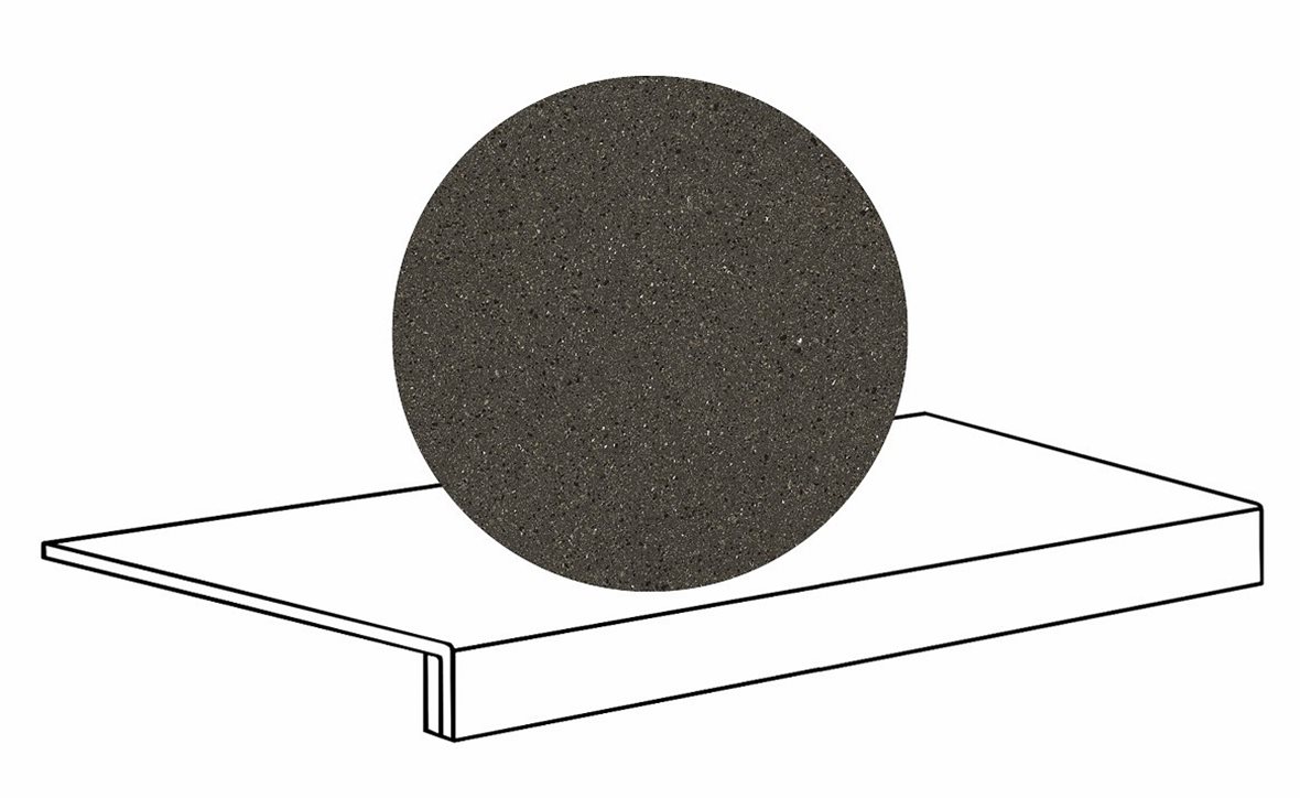 LPC Volcano Re60 lasittamaton porraslaatta reunalla B 33X80 03 Black tasapintainen silotettu matta tumma musta kivi