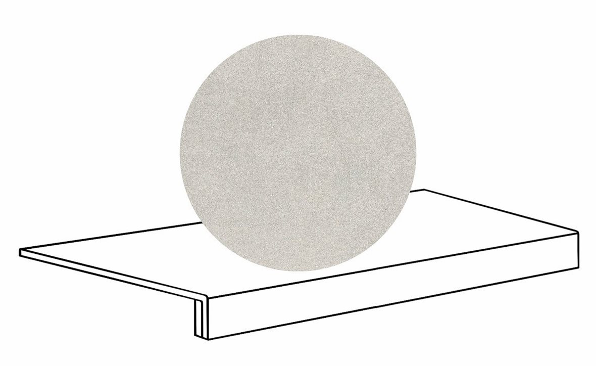 LPC Volcano Re60 lasittamaton porraslaatta reunalla B 33X80 01 White tasapintainen silotettu matta vaalea valkoinen kivi