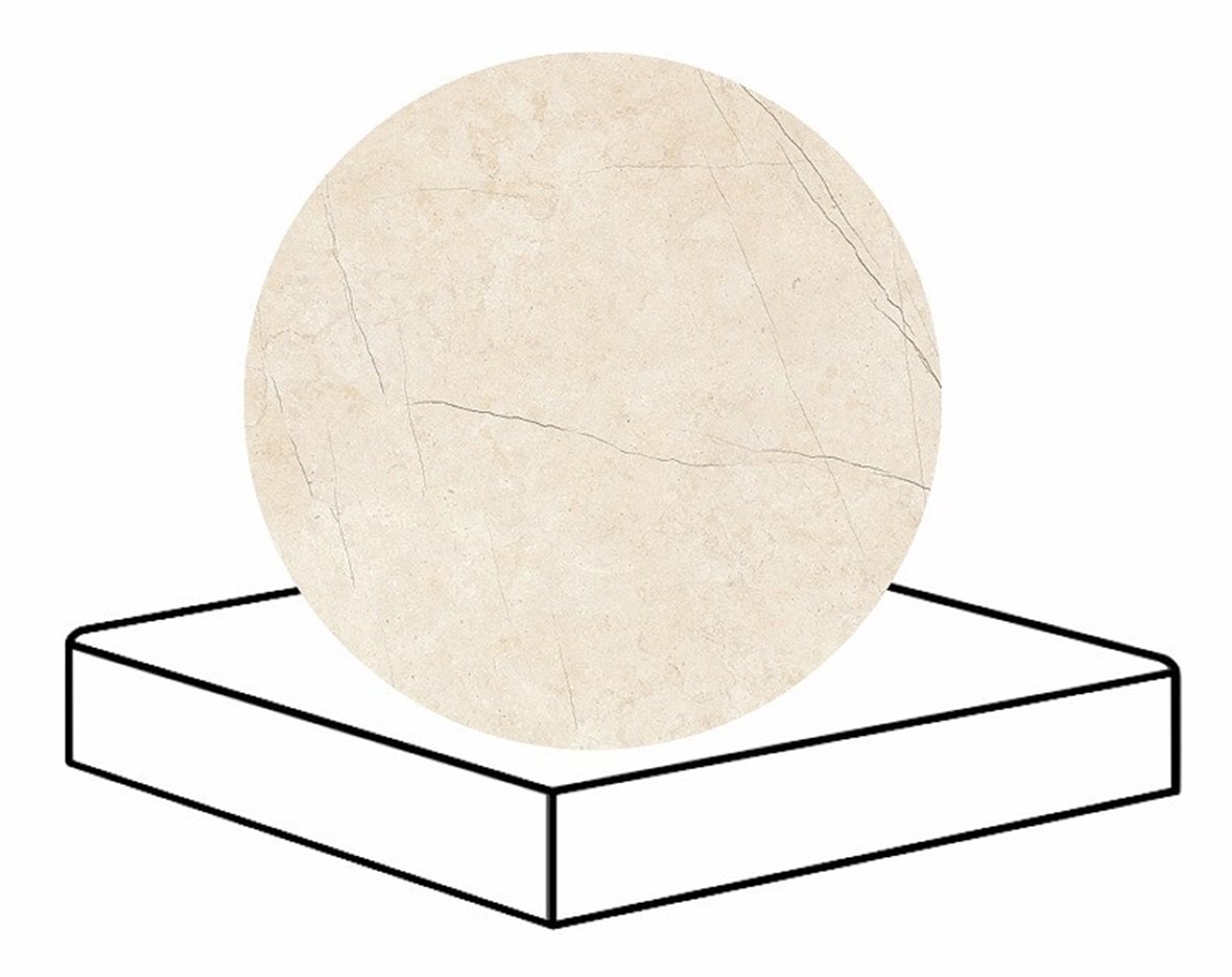 LPC Sicily Re60 lasittamaton porraslaatta kulmapala angolo B 33X33 01 Beige tasapintainen silotettu matta vaalea beige kivi