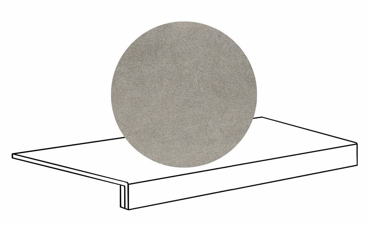 LPC Volcano Re60 lasittamaton porraslaatta reunalla B 33X80 02 Grey tasapintainen silotettu matta keskitumma harmaa kivi