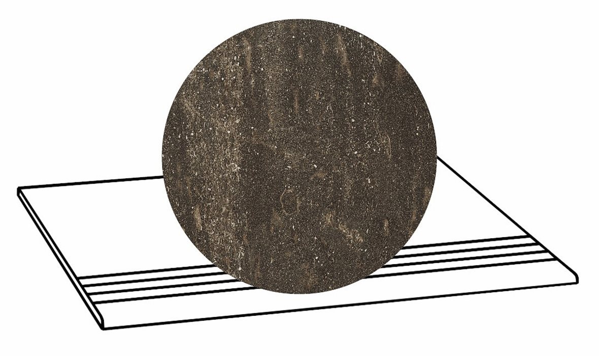 LPC Sicily Re60 lasittamaton porraslaatta liukuesteuralla 30X60 05 Lava tasapintainen silotettu matta tumma ruskea kivi