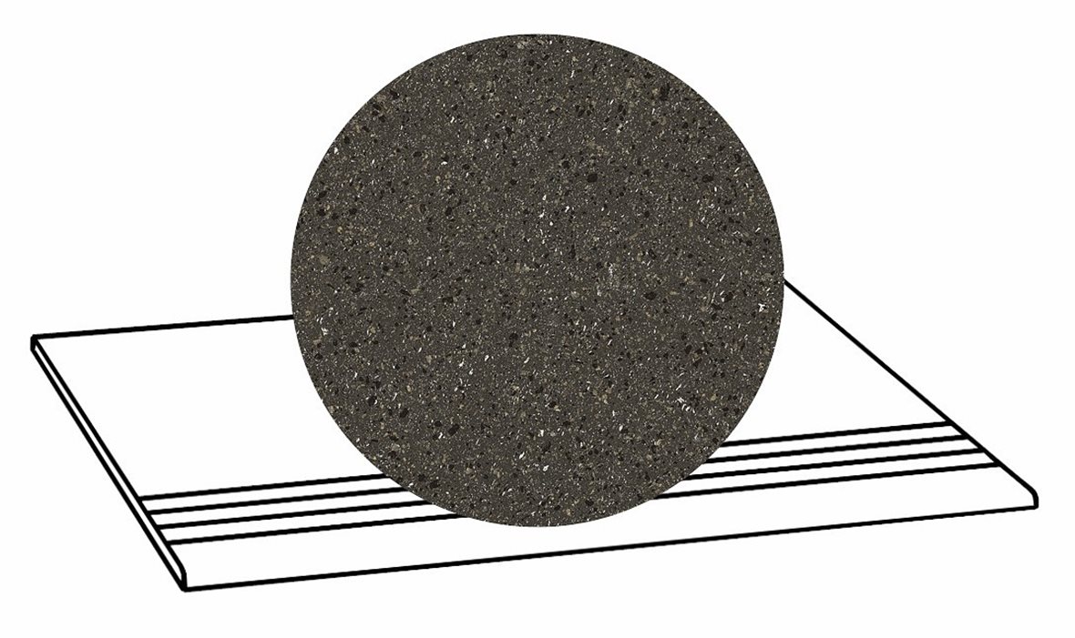 LPC Volcano Re60 lasittamaton porraslaatta liukuesteuralla 30X60 03 Black tasapintainen matta tumma musta kivi