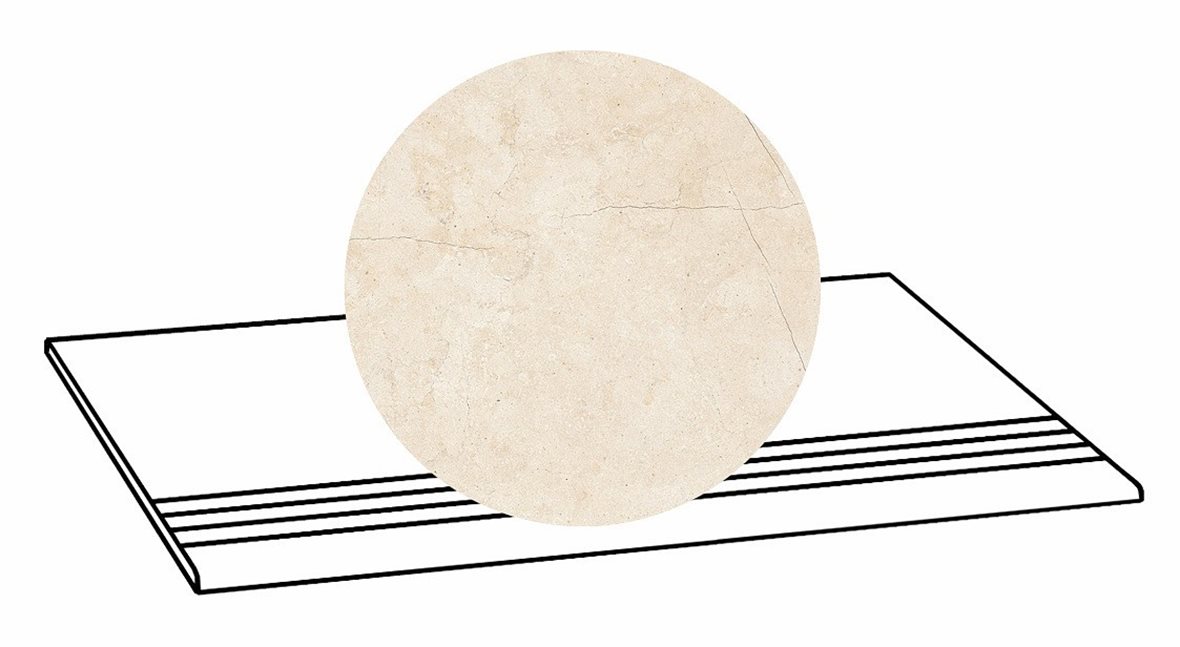 LPC Sicily Re60 lasittamaton porraslaatta liukuesteuralla 33X80 01 Beige tasapintainen silotettu matta vaalea beige kivi