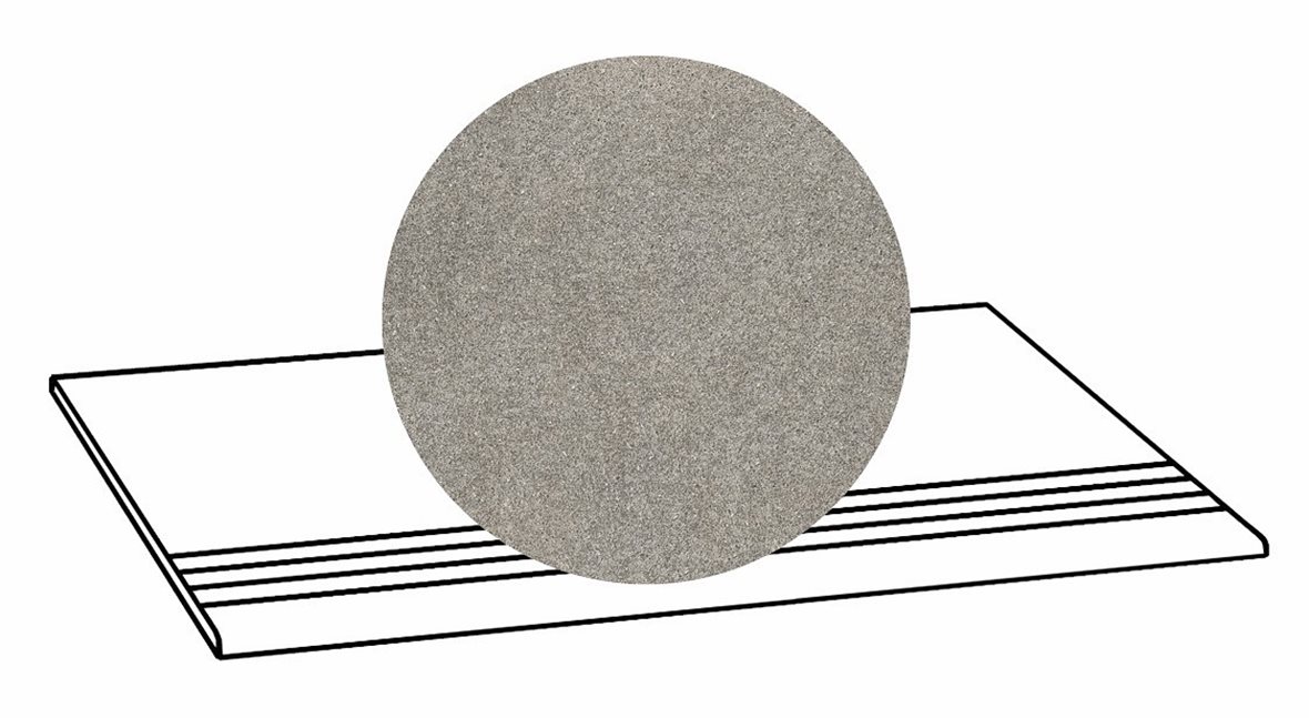 LPC Volcano Re60 lasittamaton porraslaatta liukuesteuralla 33X80 02 Grey tasapintainen silotettu matta keskitumma harmaa kivi