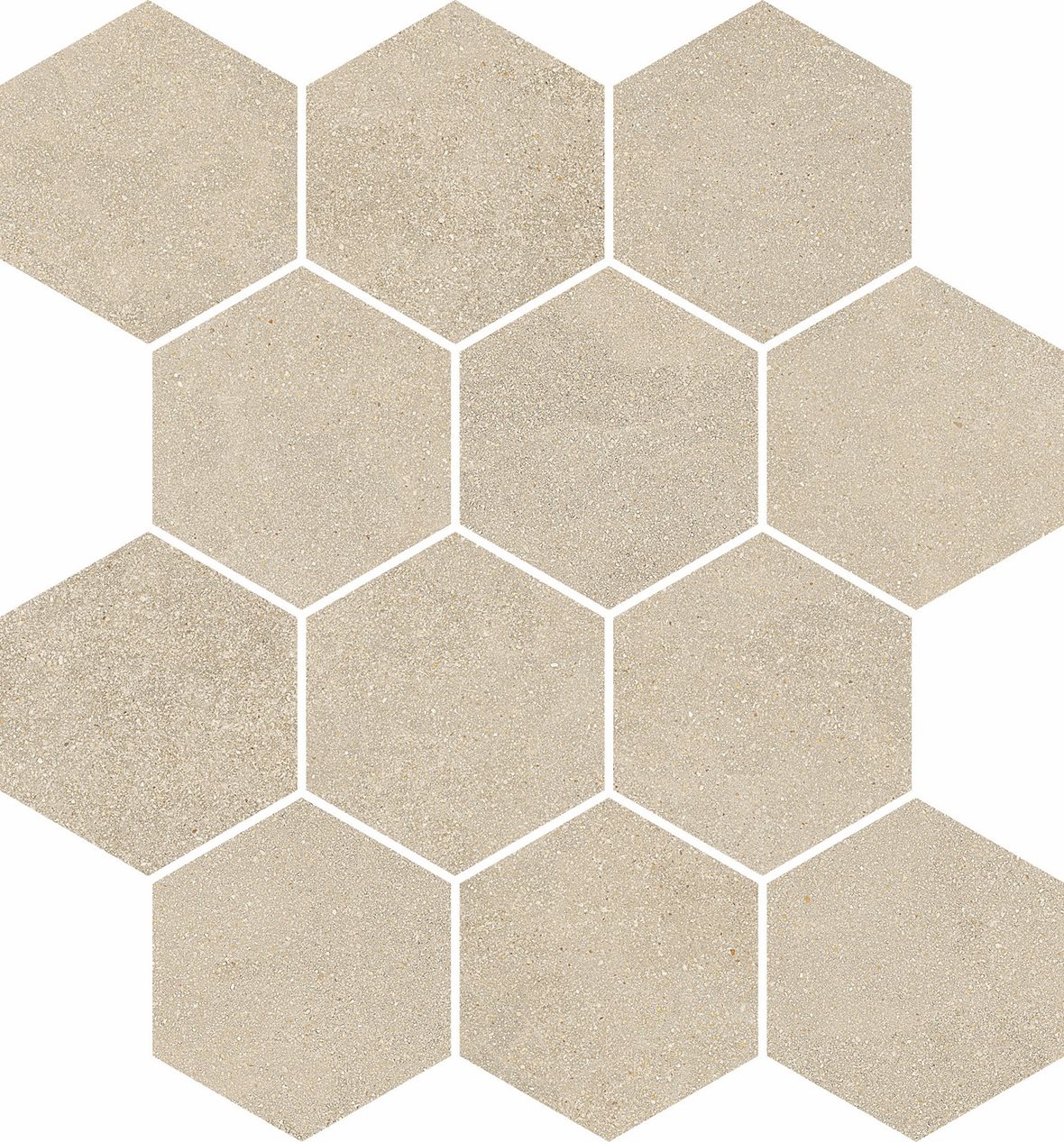 LPC Cemento Re60 Hexagon lasittamaton porcelanato mosaiikki seinälaatta lattialaatta 02 Sand tasapintainen silotettu matta 6-kulmainen vaalea beige be