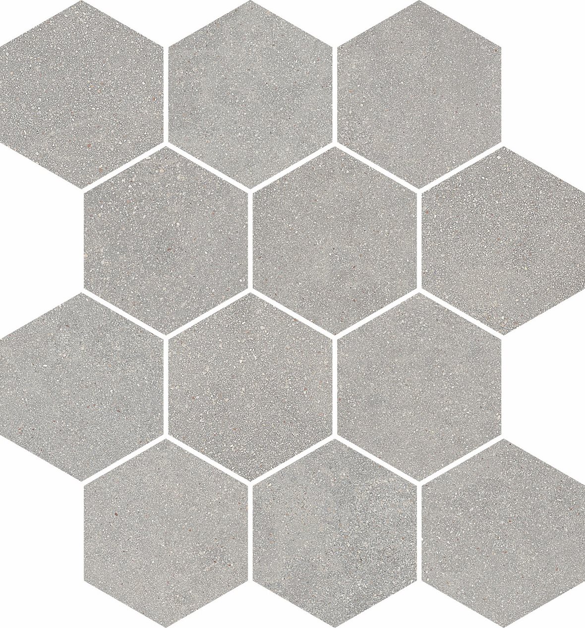 LPC Cemento Re60 Hexagon lasittamaton porcelanato mosaiikki seinälaatta lattialaatta 04 Silver tasapintainen silotettu matta 6-kulmainen keskitumma ha