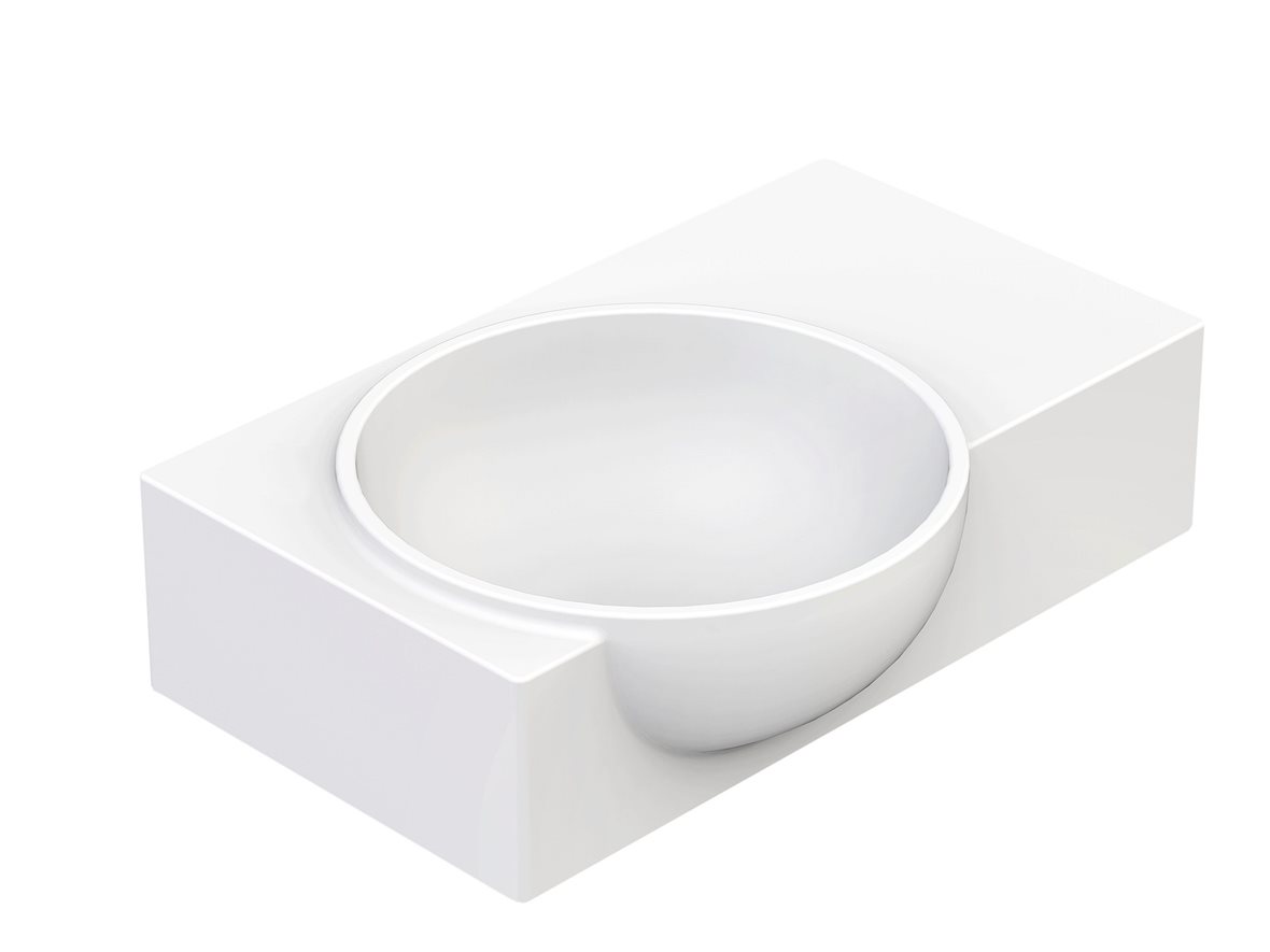 Balteco NU-series seinään asennettava pieni pesuallas 40X27X11 cm valkoinen kivikomposiitti kulho vasemmalla matta valkoinen