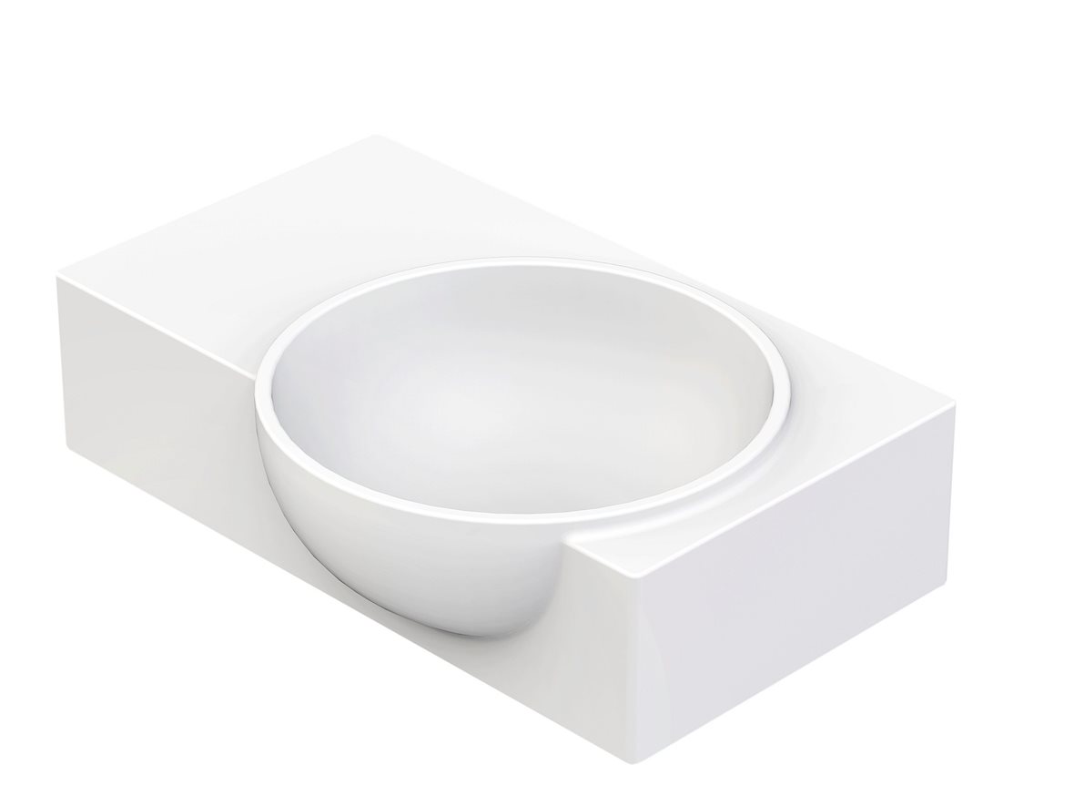 Balteco NU-series seinään asennettava pieni pesuallas 40X27X11 cm valkoinen kivikomposiitti kulho oikealla matta valkoinen