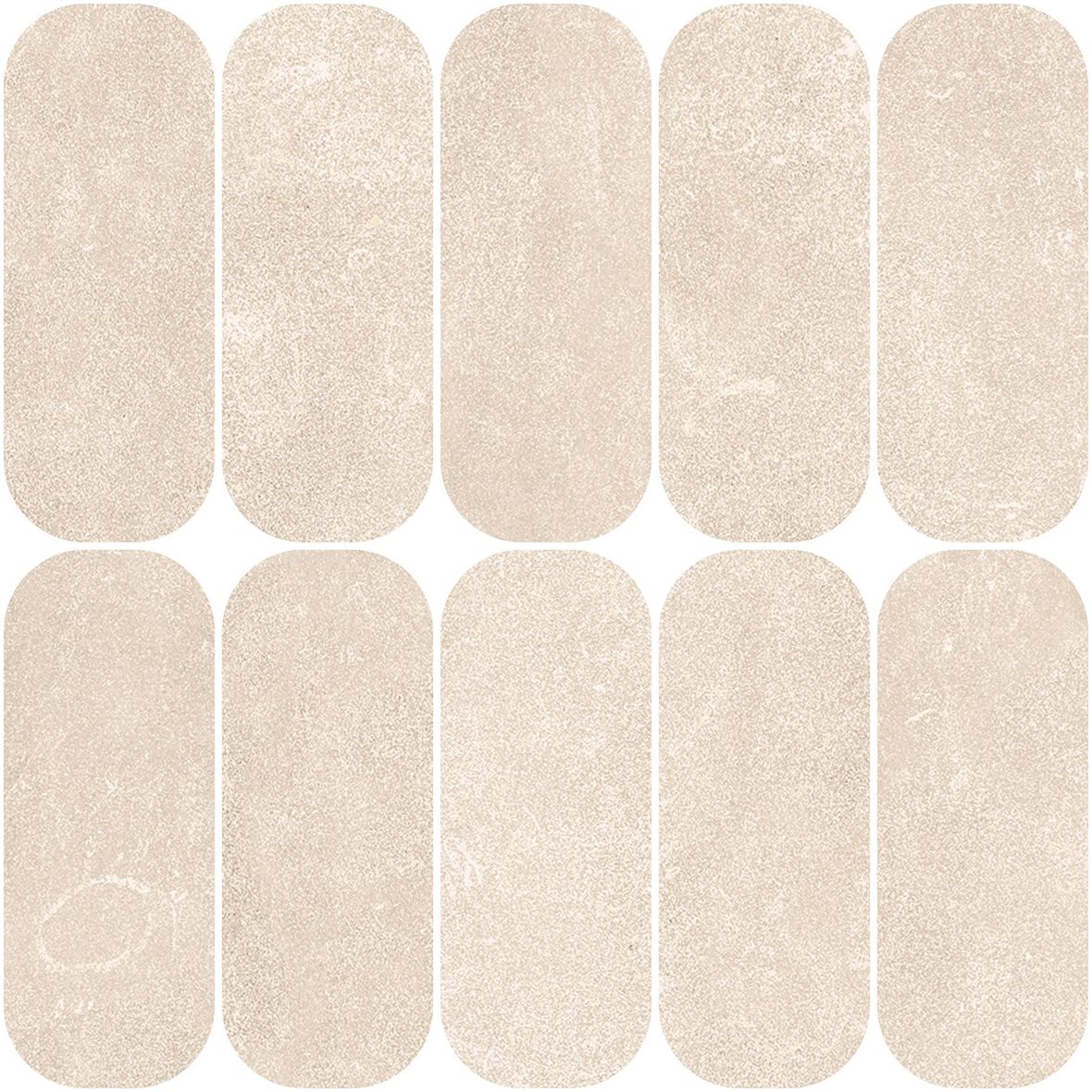 LPC Sicily Re60 Ovale lasittamaton porcelanato mosaiikki seinälaatta lattialaatta 5,8X14,8 03 Sand tasapintainen silotettu matta vaalea beige kivi