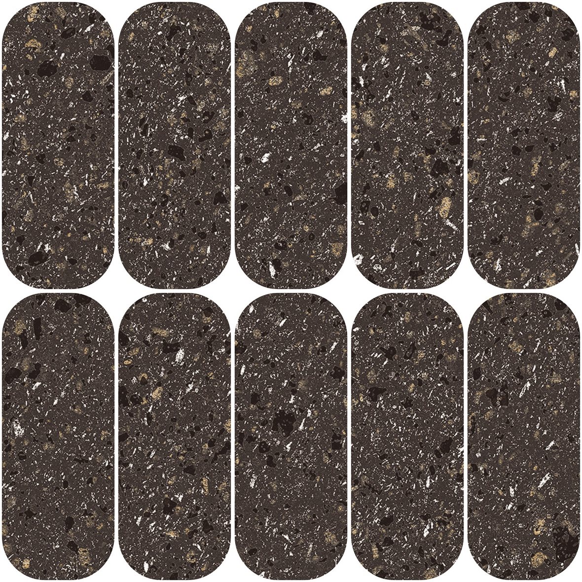 LPC Volcano Re60 Ovale lasittamaton porcelanato mosaiikki seinälaatta lattialaatta 5,8X14,8 03 Black tasapintainen silotettu matta tumma musta kivi