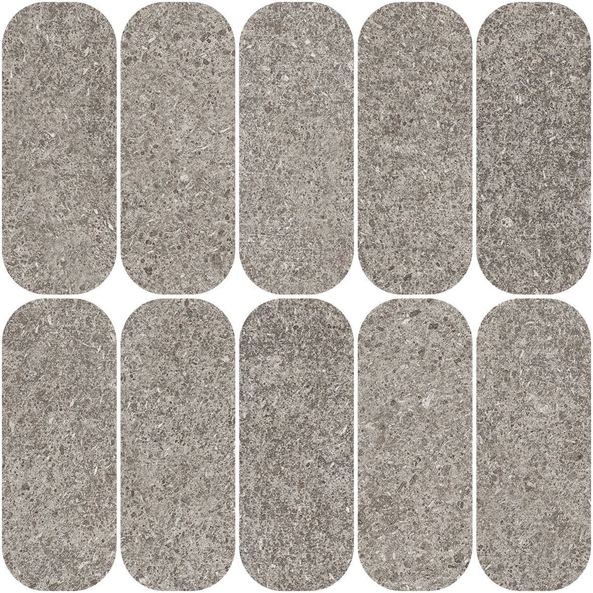 LPC Volcano Re60 Ovale lasittamaton porcelanato mosaiikki seinälaatta lattialaatta 5,8X14,8 02 grey tasapintainen silotettu matta keskitumma harmaa ki