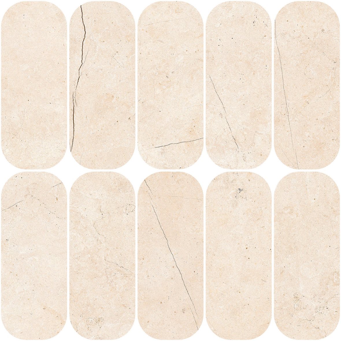 LPC Sicily Re60 Ovale lasittamaton porcelanato mosaiikki seinälaatta lattialaatta 5,8X14,8 01 beige tasapintainen silotettu matta vaalea beige kivi