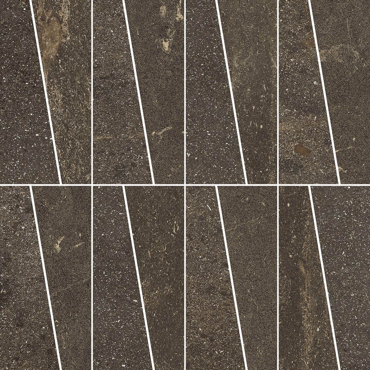 LPC Sicily Re60 Trapezi lasittamaton porcelanato mosaiikki seinälaatta lattialaatta 05 lava tasapintainen silotettu matta tumma ruskea kivi