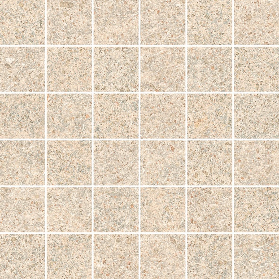 LPC Volcano Re60 lasittamaton porcelanato mosaiikki seinälaatta lattialaatta 5X5 04 sand tasapintainen silotettu matta vaalea beige kivi