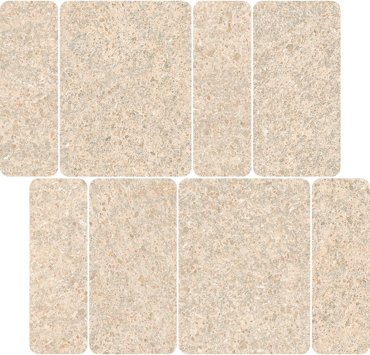 LPC Volcano Re60 Pave lasittamaton porcelanato mosaiikki seinälaatta lattialaatta 04 Sand tasapintainen silotettu matta vaalea beige kivi