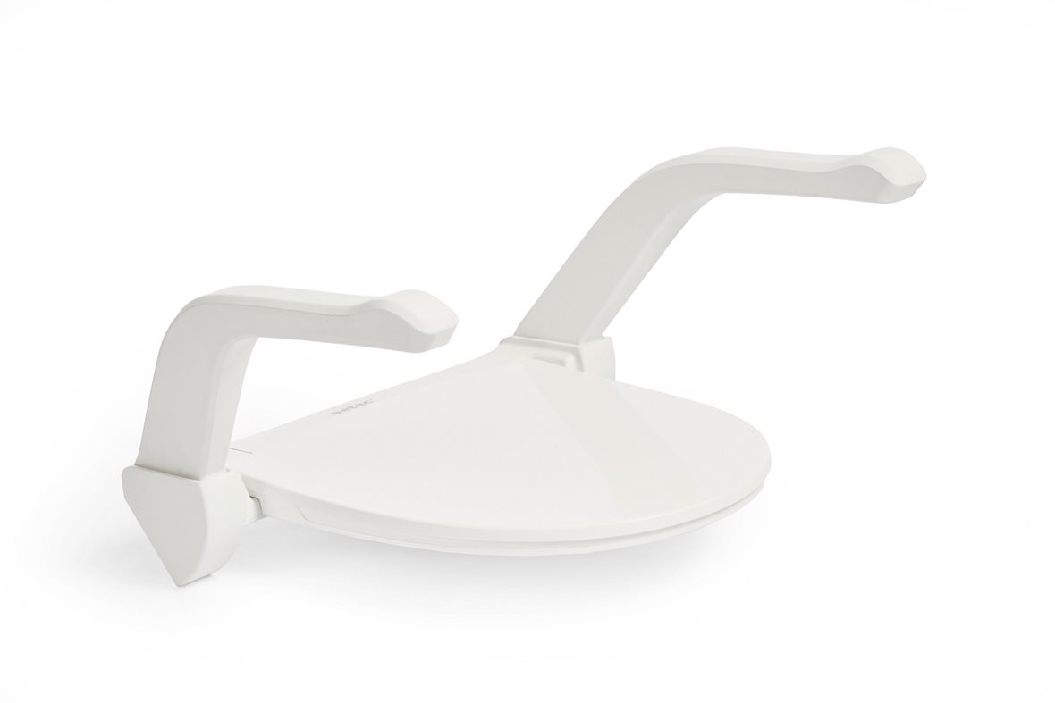 Etac My-Loo WC-istuinkansi käsinojilla kiiltävä valkoinen alapuolinen asennus korotus 2 cm