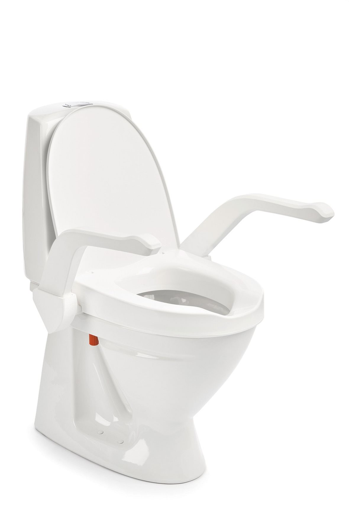 Etac My-Loo WC-istuinkansi käsinojilla kiiltävä valkoinen alapuolinen asennus korotus 6 cm