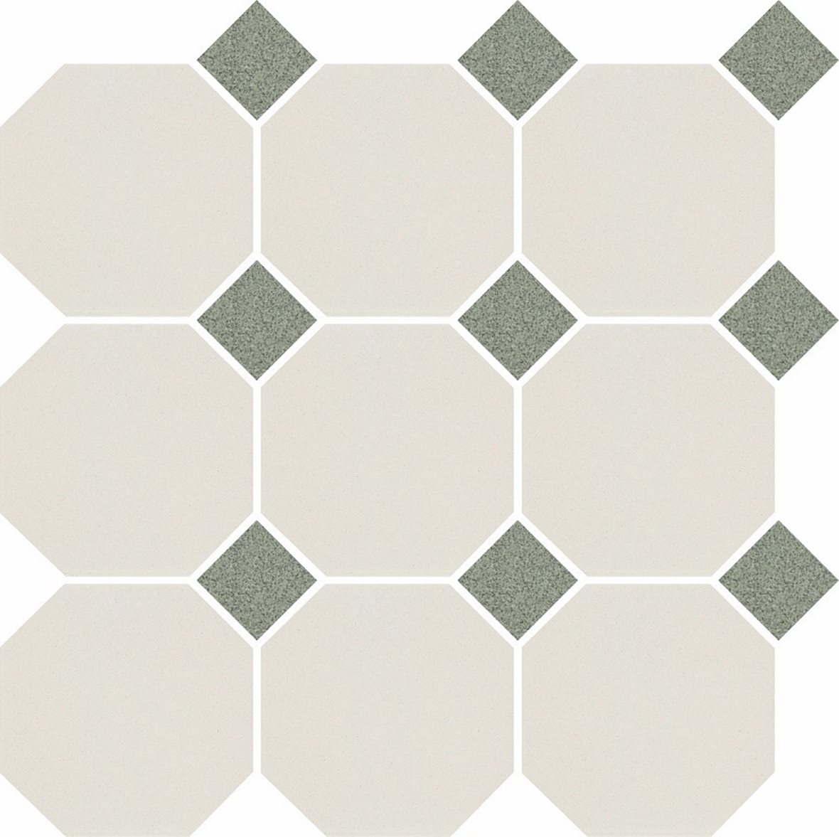 Pukkila Natura lasittamaton porcelanato seinälaatta lattialaatta 9,6X9,6 valkoinen/granite green 4416OCT22/1C tasapintainen matta 8-kulmainen valkoine