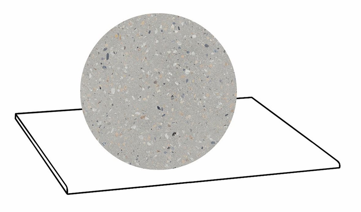 LPC Cemento Re60 Terrazzo lasittamaton porraslaatta A 30X60 04 Silver tasapintainen matta harmaa betoni
