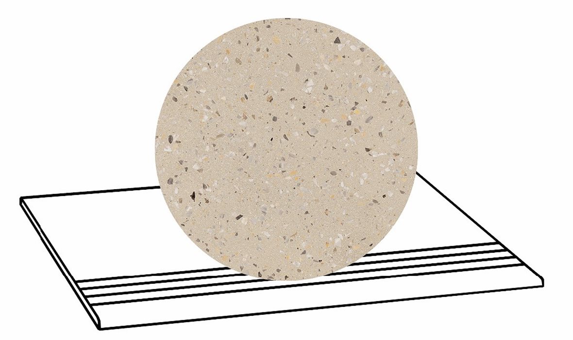 LPC Cemento Re60 Terrazzo lasittamaton porraslaatta liukuesteuralla 30X60 02 Sand tasapintainen matta beige betoni