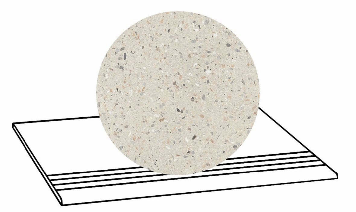 LPC Cemento Re60 Terrazzo lasittamaton porraslaatta liukuesteuralla 30X60 01 Powder tasapintainen matta valkoinen betoni