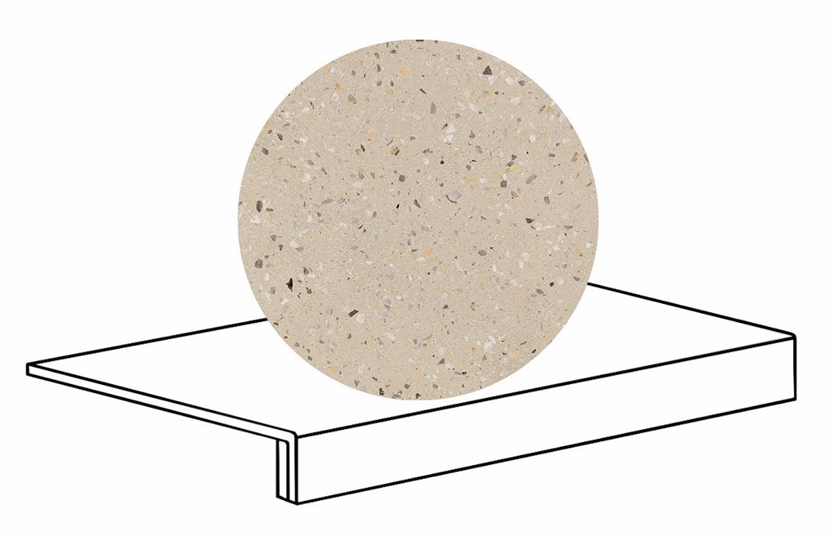 LPC Cemento Re60 Terrazzo lasittamaton porraslaatta reunalla B 33X60 02 Sand tasapintainen matta beige betoni