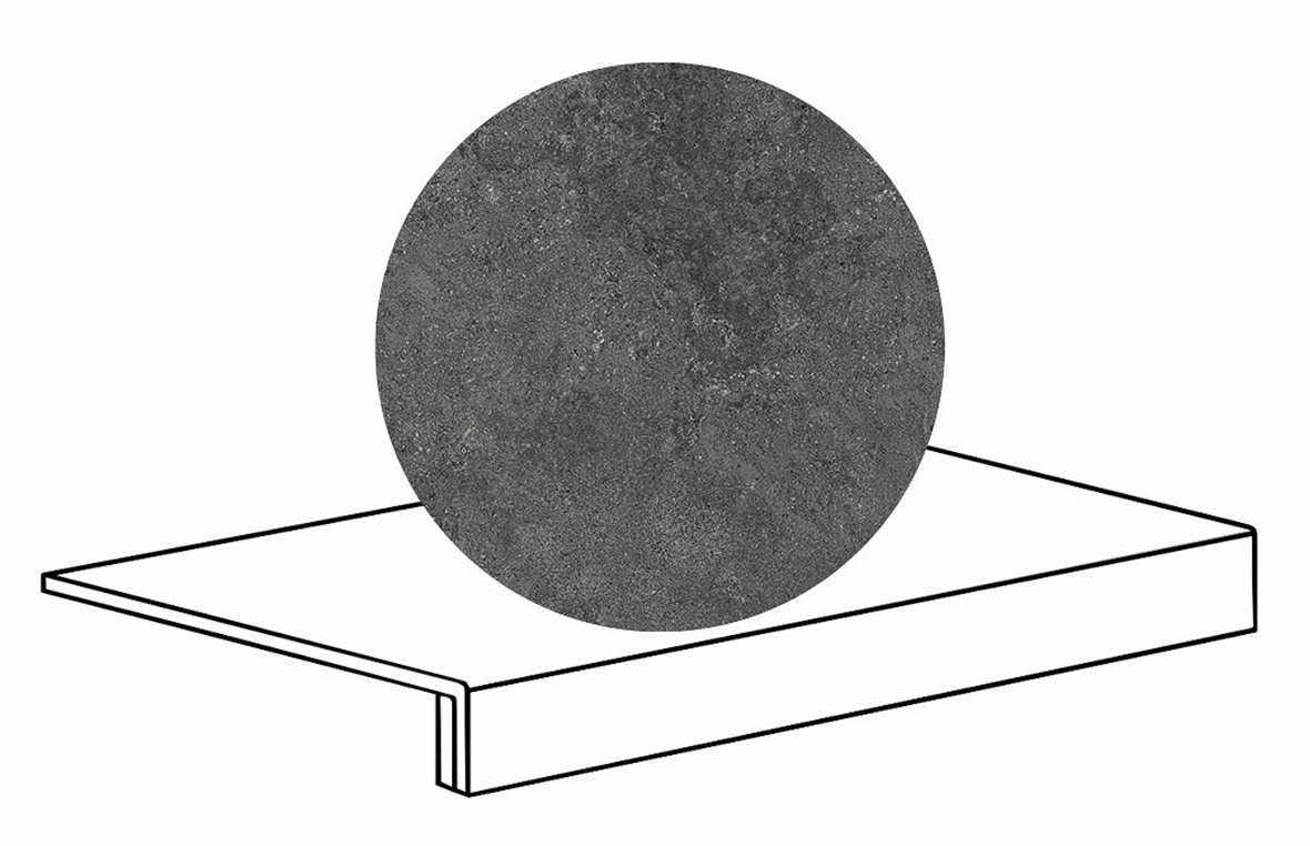 LPC Geo Re60 lasittamaton porraslaatta reunalla B 33X60 05 Pepper tasapintainen matta tumma musta kivi