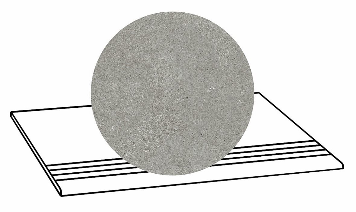 LPC Geo Re60 lasittamaton porraslaatta liukuesteuralla 30X60 04 Smoke tasapintainen matta keskitumma harmaa kivi