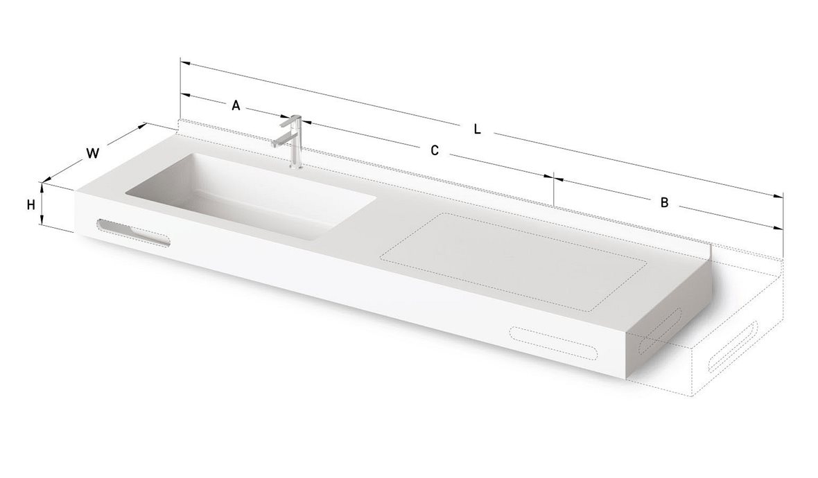 PAA MTM mittatilausallastasot seinään asennettava mittatilaus pesuallas 70-220X-1X-1 cm Mittatilaustuote, erillinen värikartta kivikomposiitti valinna