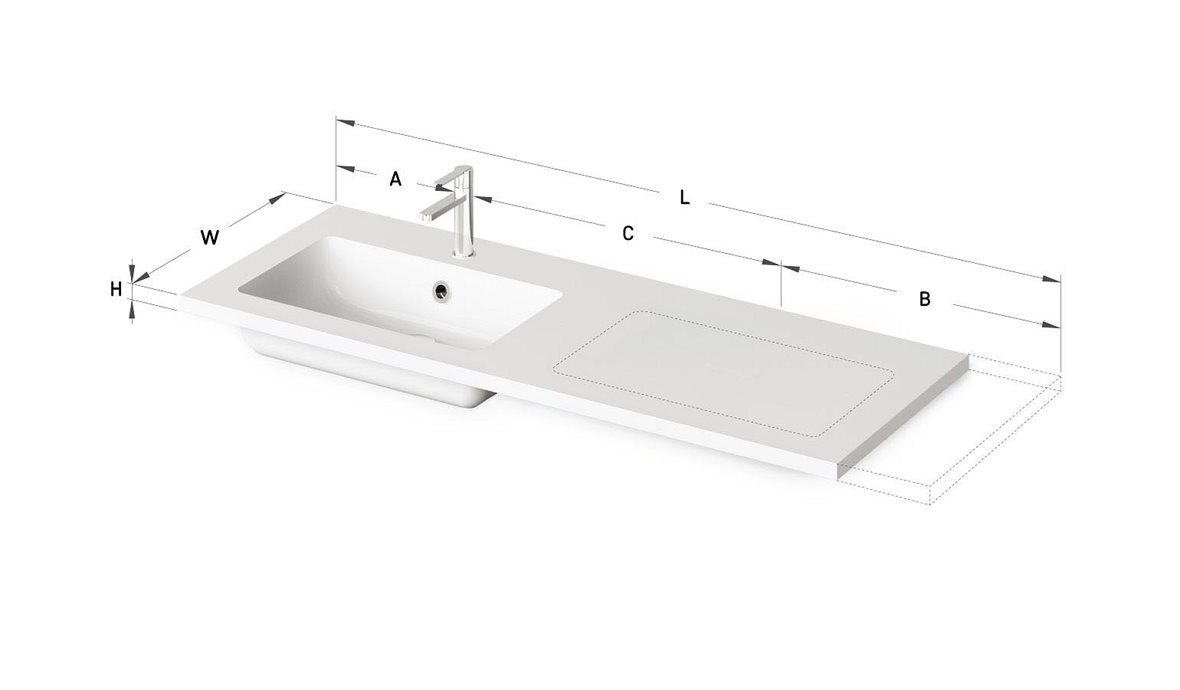 PAA MTM mittatilausallastasot seinään asennettava mittatilaus pesuallas 60-200X-1X-1 cm Mittatilaustuote, erillinen värikartta valumarmori valinnainen