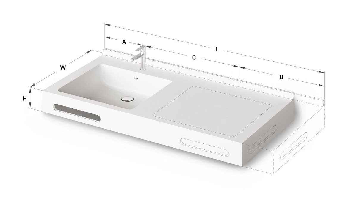 PAA MTM mittatilausallastasot seinään asennettava mittatilaus pesuallas 60-220X-1X-1 cm Mittatilaustuote, erillinen värikartta kivikomposiitti valinna