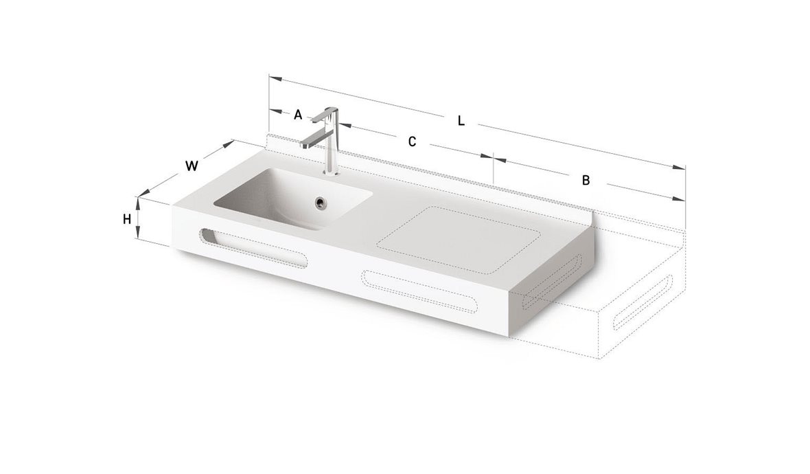 PAA MTM mittatilausallastasot seinään asennettava mittatilaus pesuallas 45-220X-1X-1 cm Mittatilaustuote, erillinen värikartta kivikomposiitti valinna