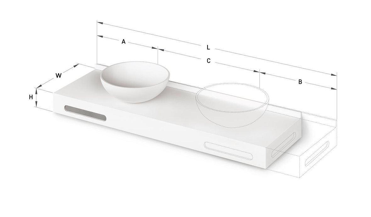 PAA MTM mittatilausallastasot seinään asennettava mittatilaus pesuallas 43-220X-1X-1 cm Mittatilaustuote, erillinen värikartta kivikomposiitti valinna