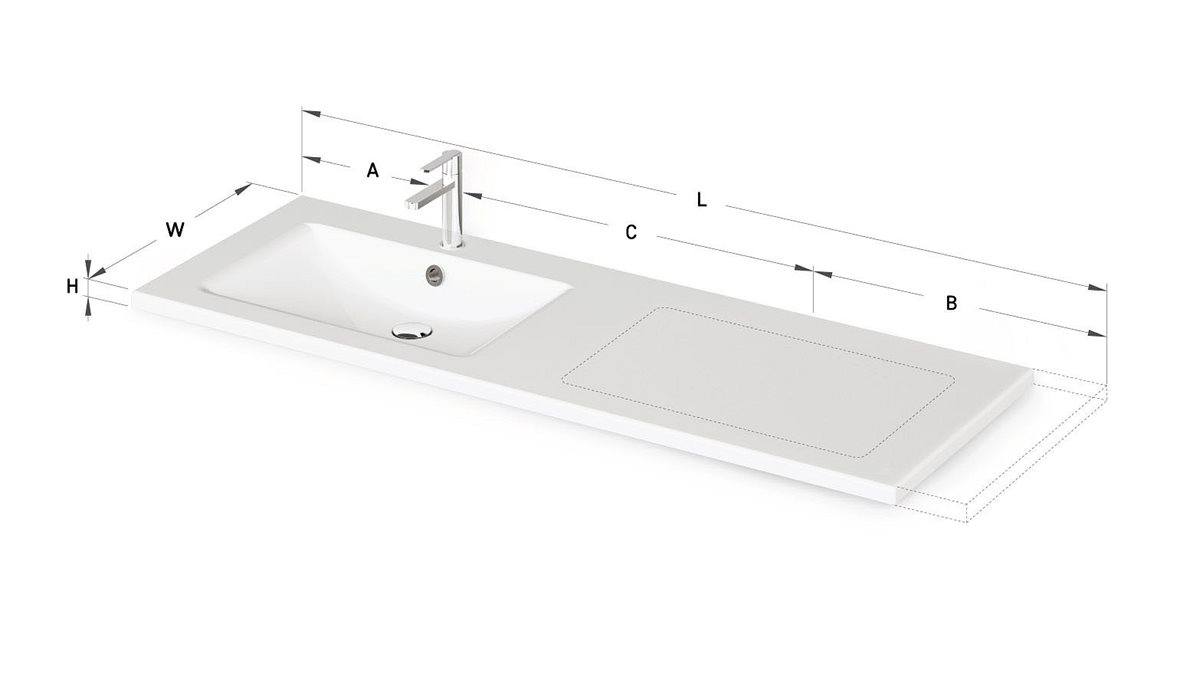 PAA MTM mittatilausallastasot seinään asennettava mittatilaus pesuallas 70-200X-1X-1 cm Mittatilaustuote, erillinen värikartta valumarmori valinnainen