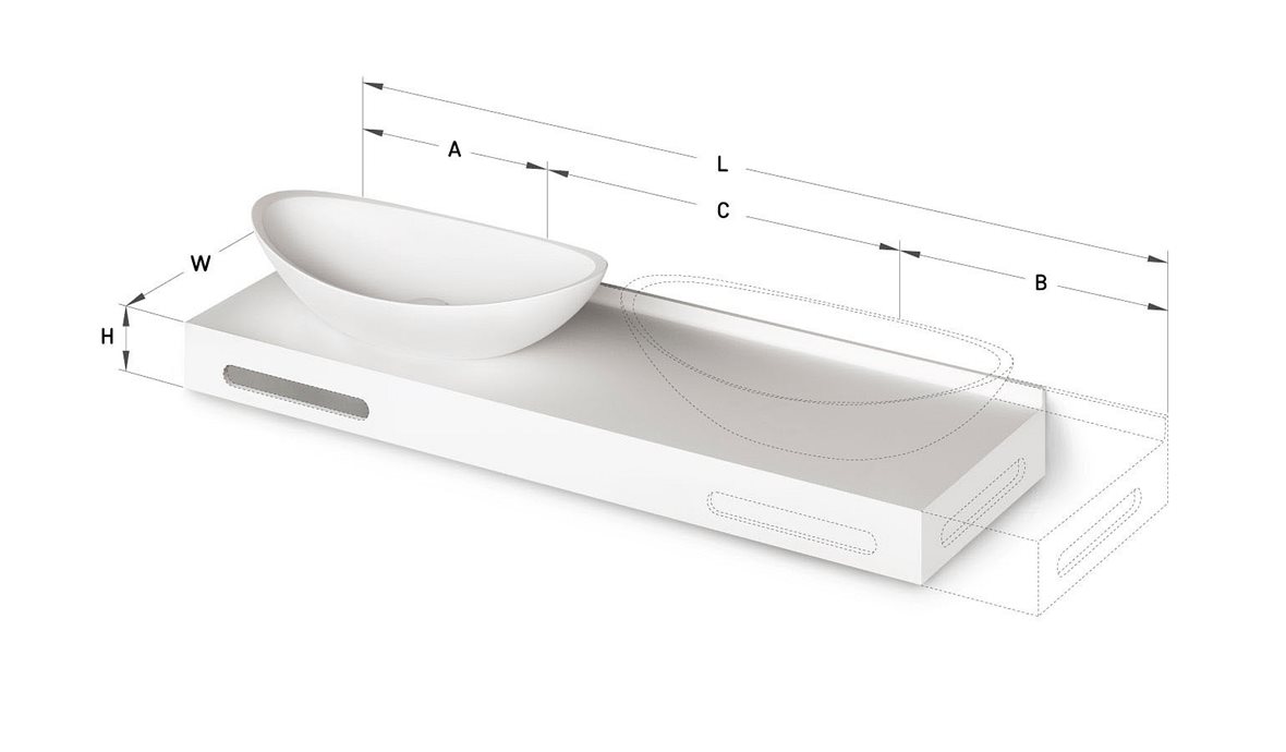 PAA MTM mittatilausallastasot seinään asennettava mittatilaus pesuallas 71-220X-1X-1 cm Mittatilaustuote, erillinen värikartta kivikomposiitti valinna