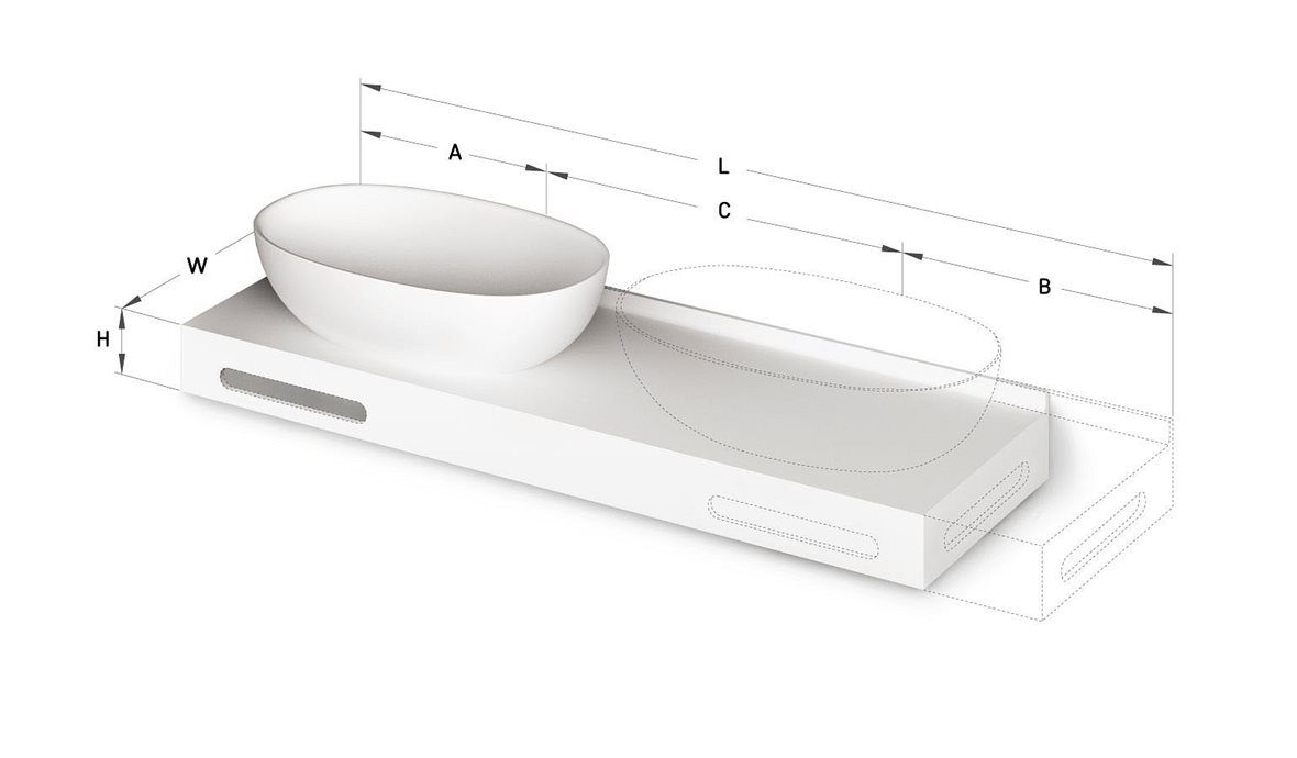 PAA MTM mittatilausallastasot seinään asennettava mittatilaus pesuallas 67-220X-1X-1 cm Mittatilaustuote, erillinen värikartta kivikomposiitti valinna