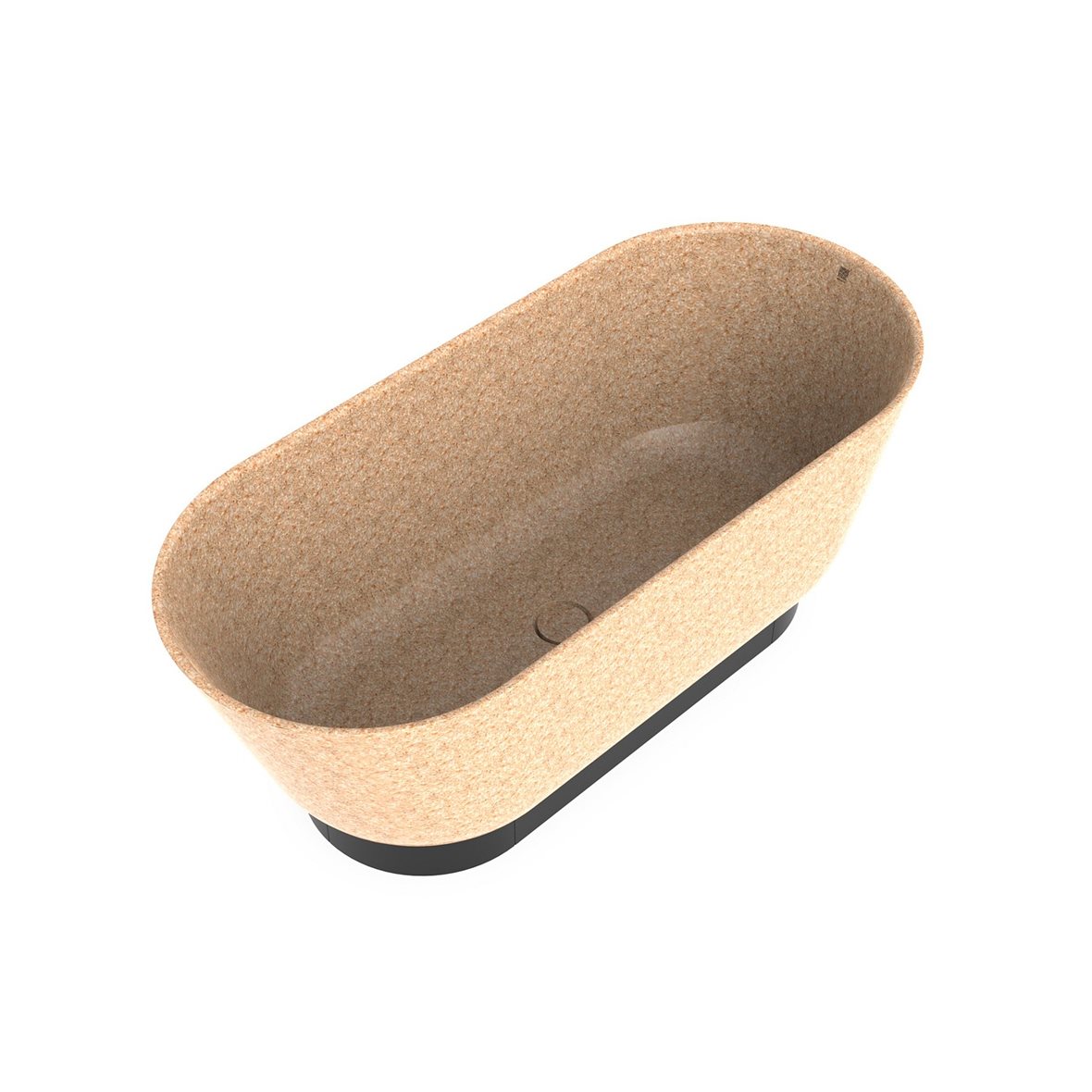 Woodio Flow kylpyamme 160x70x59 cm puukomposiitti Natural vapaasti sijoitettava