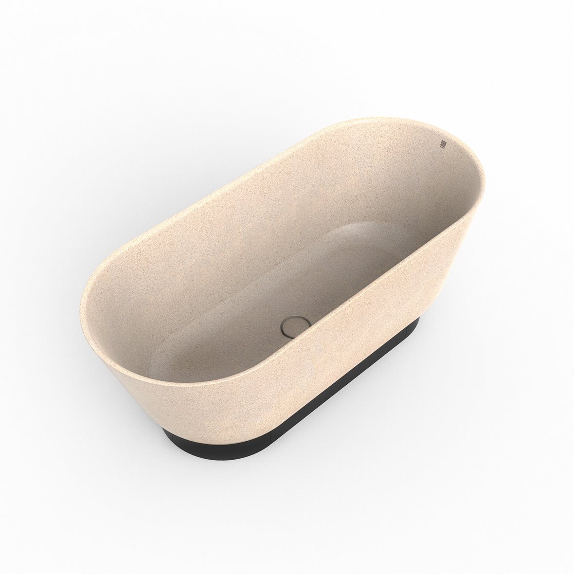 Woodio Flow kylpyamme 160x70x59 cm puukomposiitti Polar vapaasti sijoitettava